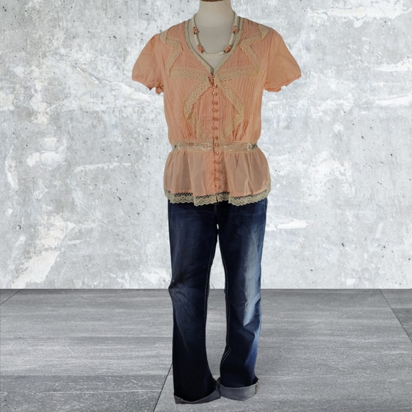 Love Stitch Tops - Love Stitch Pleat Front & Lace Top